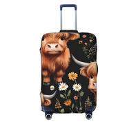 ZTPOWQA Highland Cow - Funda lavable para maleta, protector de equipaje personalizado, elástico, antiarañazos, Black, L