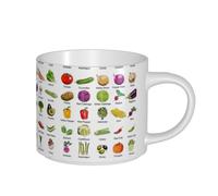 ZTPOWQA Introducción de varias verduras con impresión de hombres y mujeres, tazas de cerámica de gran capacidad, para el hogar, oficina, cocina, cafetería, regalo al aire libre