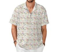 ZTPOWQA Introducción de varios estampados de verduras suaves y cómodas camisas de manga corta para hombre, ropa de verano, casual, viajes, oficina, uso diario, Negro, 6XL