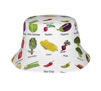 ZTPOWQA Introducción de varios vegetales con estampado de sombrero de pescador para adultos, de ala ancha, sombreros de pesca al aire libre, gorra de protección para escapadas de fin de semana, color