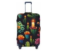 ZTPOWQA Lotus and Candles - Funda para maleta lavable con estampado de loto y velas, protector de equipaje personalizado elástico antiarañazos, Black, L