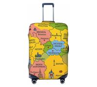ZTPOWQA Mapa de Alemania con impresión colorida lavable, protector de equipaje personalizado elástico antiarañazos, Black, L