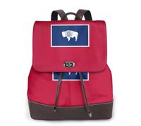 ZTPOWQA Mochila de cuero para mujer, con estampado de bandera del estado de Wyoming, con correas ajustables, múltiples