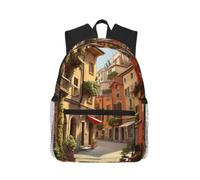 ZTPOWQA Mochila informal unisex con estampado de calle italiana, ligera, para gimnasio, viajes, senderismo, uso diario al aire libre