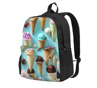 ZTPOWQA Mochila para adultos con estampado de conos de helado, resistente al agua, ligera, para viajeros al aire libre, aventureros y picnics