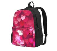 ZTPOWQA Mochila para adultos con estampado de corazones y texto en inglés «Valentine'S Day», resistente al agua, ligera, para viajeros al aire libre, picnics