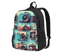 ZTPOWQA Mochila para adultos con estampado retro Cool Camera Collection, resistente al agua, ligera, para viajeros al aire libre, aventureros, picnics