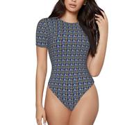 ZTPOWQA Mono de manga corta para mujer, diseño de búho azul, ligero, transpirable, estilo casual