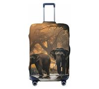 ZTPOWQA Nature Elephants - Funda para maleta lavable con estampado de elefantes personalizados, protector de equipaje de viaje, elástico, antiarañazos, Black, S