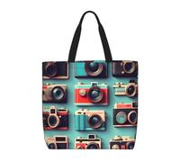 ZTPOWQA Retro Cool Camera Collection - Bolsa organizadora extragrande ecológica para el hombro, para el trabajo, compras, playa, viajes