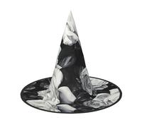 ZTPOWQA Sombrero unisex con estampado de rosas negras y blancas, para fiestas de carnaval, cosplay, disfraz temático