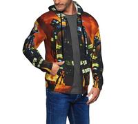 ZTPOWQA Sudadera con capucha con estampado de llamas de bombero, para hombre, casual, para exteriores, gimnasio, viajes, correr, oficina, sudadera con capucha, Negro, XXL