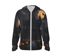 ZTPOWQA Sudadera con capucha para hombre con estampado gótico de Halloween, ligera, transpirable, protección solar, para correr al aire libre, Negro, XXL