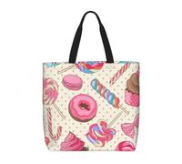 ZTPOWQA Sweet Lollipop Cupcake Print - Bolsa organizadora extragrande ecológica para el hombro, para el trabajo, compras, playa, viajes