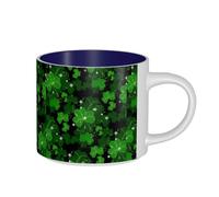 ZTPOWQA Tazas de cerámica de gran capacidad con estampado de hojas del día de San Patricio, para el hogar, oficina, cocina, cafetería, regalo al aire libre