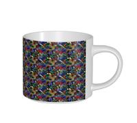 ZTPOWQA Tazas de cerámica dibujadas a mano con estampado de mariposas de color para hombres y mujeres, de gran capacidad, para el hogar, oficina, cocina, cafetería, regalo al aire libre