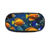 ZTPOWQA The Underwater World - Estuche funcional para lápices, diseño de peces tropicales, ideal para escuela, viajes, oficina, uso práctico, Black, Talla única, Organizador de bolsas
