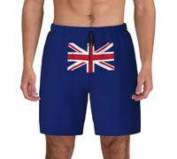 ZTPOWQA Traje de baño para hombre con estampado de bandera del Reino Unido, secado rápido, ligero, para vacaciones, actividades al aire libre, traje de baño, Negro, XXL corto