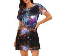 ZTPOWQA Universo Galaxy Espacio Impresión Pijama Ligero Vestido Elegante Silueta Personalidad Camisón Regalo adecuado, Negro , XXL
