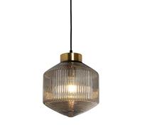 ZTTECH 250 mm * 300 mm Lámpara colgante de vidrio Base de latón Lámpara colgante Raya Lámpara de techo decorada para isla (Gris)