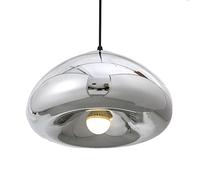 ZTTECH 300mm Oro Lámpara Colgante de Vidrio Proceso de Chapado Altura Ajustable Lámpara de Techo Moderna para Cocina Comedor Salón Bar y Restaurante (Plateado)