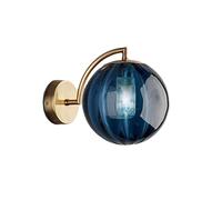 ZTTECH Aplique de pared con bola de cristal azul, globo de cristal azul con base dorada, lámpara de pared para cabecera (Azul)