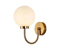 ZTTECH - Aplique de pared con bola de cristal blanco brillante, globo de cristal blanco de 150 mm con base dorada, lámpara de pared de estilo medieval para cabecera (Dorado)