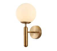 ZTTECH - Aplique de pared con bola de cristal blanco de 150 mm, globo de cristal blanco con base dorada de latón, lámpara de pared (Latón Oro) (GTH-WL)