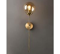 ZTTECH - Aplique de pared vintage industrial montado en la pared, globo de vidrio ámbar con brazo largo, lámpara de pared dorada para mesita de noche (ámbar)