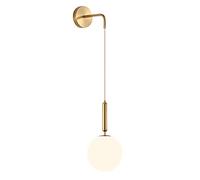 ZTTECH Globo de cristal blanco de 150 mm y metal negro Apliques de pared Lámpara Lámpara de pared colgante para cabecera (Cristal blanco y metal negro) (Vidrio Blanco + Metal Dorado, 1 Pieza)