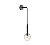 ZTTECH Globo de cristal blanco de 150 mm y metal negro Apliques de pared Lámpara Lámpara de pared colgante para cabecera (Cristal blanco y metal negro) (Vidrio Clear + Metal Negro, 1 Pieza)