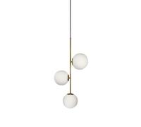 ZTTECH Lámpara colgante de cristal blanco con globo de 2 luces, bola de cristal blanco y lámpara colgante de latón dorado Matel, lámpara de techo (3 luces)