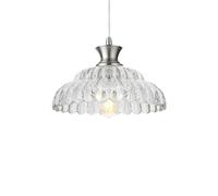 ZTTECH Lámpara Colgante de Cristal Vintage 30cm Altura Ajustable E27 Lámpara de Techo Industrial Retro para Cocina Comedor Dormitorio Salón Cafetería Restaurante (Plata+Transparente)