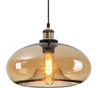ZTTECH Lámpara Colgante de Vidrio Ámbar Diseño Industrial Vintage Ajustable para Cocina, Isla, Dormitorio y Comedor Compatible con Bombillas E27 (Ámbar)