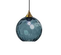 ZTTECH Lámpara Colgante de Vidrio Azul de 200 mm Estilo Vintage con Soporte de Metal Dorado Bronce Casquillo E27 Lámpara de Techo para Isla de Cocina Comedor Dormitorio Salón (Azul oscuro, 200 mm)
