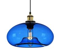 ZTTECH Lámpara Colgante de Vidrio Azul Diseño Industrial Vintage Ajustable para Cocina, Isla, Dormitorio y Comedor Compatible con Bombillas E27 (Azul)