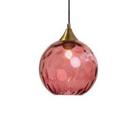 ZTTECH Lámpara Colgante de Vidrio Rojo de 200 mm Estilo Vintage con Soporte de Metal Dorado Bronce Casquillo E27 Lámpara de Techo para Isla de Cocina Comedor Dormitorio Salón (Vino tinto, 200 mm)