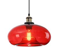ZTTECH Lámpara Colgante de Vidrio Rojo Diseño Industrial Vintage Ajustable para Cocina, Isla, Dormitorio y Comedor Compatible con Bombillas E27 (Rojo)