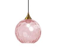ZTTECH Lámpara Colgante de Vidrio Rosa de 200 mm Estilo Vintage con Soporte de Metal Dorado Bronce Casquillo E27 Lámpara de Techo para Isla de Cocina Comedor Dormitorio Salón (Rosa, 200 mm)