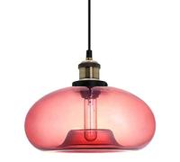 ZTTECH Lámpara Colgante de Vidrio Rosa Diseño Industrial Vintage Ajustable para Cocina, Isla, Dormitorio y Comedor Compatible con Bombillas E27 (Rosa)