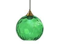 ZTTECH Lámpara Colgante de Vidrio Verde de 200 mm Estilo Vintage con Soporte de Metal Dorado Bronce Casquillo E27 Lámpara de Techo para Isla de Cocina Comedor Dormitorio Salón (Verde oscuro, 200 mm)