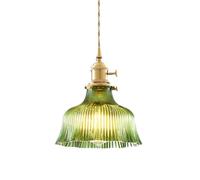 ZTTECH Lámpara Colgante de Vidrio Vintage, Lámpara Suspendida Retro con Casquillo E27 en Latón para Isla de Cocina, Comedor, Sala de Estar, Bar, Cafetería y Dormitorio (Verde)