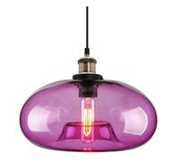 ZTTECH Lámpara Colgante de Vidrio Violeta Diseño Industrial Vintage Ajustable para Cocina, Isla, Dormitorio y Comedor Compatible con Bombillas E27 (Violeta)