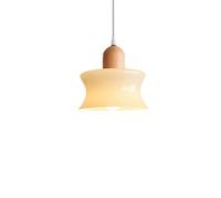ZTTECH Lámpara Colgante en Vidrio y Madera de Caucho 20cm E27 con Altura Ajustable para Dormitorio, Sala de Estar, Cocina (20cm)