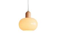 ZTTECH Lámpara Colgante en Vidrio y Madera de Caucho 20cm E27 con Altura Ajustable para Dormitorio, Sala de Estar, Cocina (22cm)