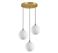 ZTTECH Lámpara Colgante Moderna 3 Luces en Vidrio Blanco con Acabado Dorado Altura Ajustable Base E27 para Isla de Cocina Comedor Sala de Estar