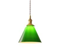 ZTTECH Lámpara Colgante Vintage de Vidrio Verde Esmeralda Lámpara de Techo en Latón Compatible con Bombillas E27 Iluminación Retro para Isla de Cocina Comedor Bar Café Dormitorio (1-Luz)