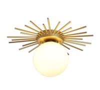 ZTTECH Lámpara de Pared y Techo Diseño Sol Metal Dorado con Globo de Vidrio Satinado G9 para Pasillo Entrada Balcón Dormitorio Armario