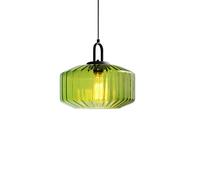 ZTTECH Lámpara de Techo de Vidrio Ondulado Cúpula Ø28CM Estilo Industrial Vintage Altura Regulable Casquillo E27 para Comedor Dormitorio Salón Bar (Verde)
