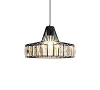 ZTTECH Lámpara de Techo Moderna de Cristal Altura Regulable Lámpara Colgante de Metal y Vidrio Casquillo E27 Compatible con Bombillas Regulables para Cocina Comedor Dormitorio (Negro, 32cm)